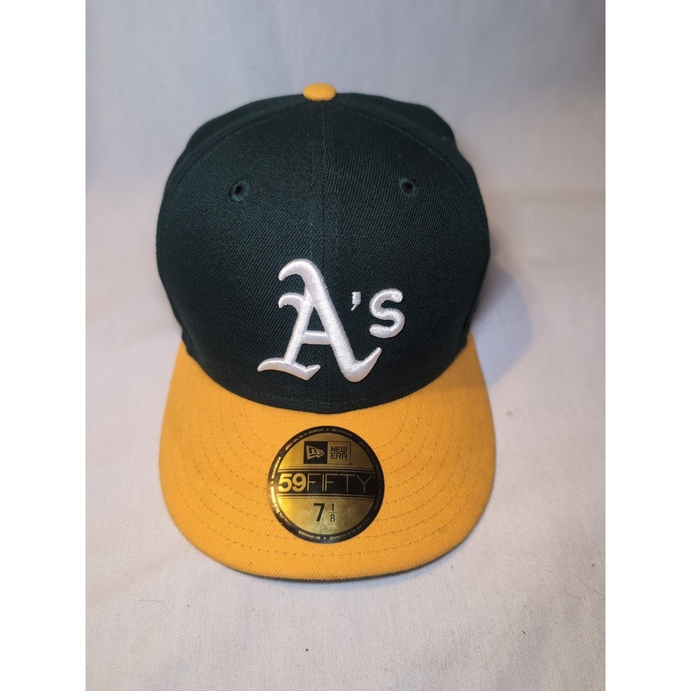 MLB Oakland Athletics on Field Hat New Era 59FIFTY 7 1/8 Green Yellow